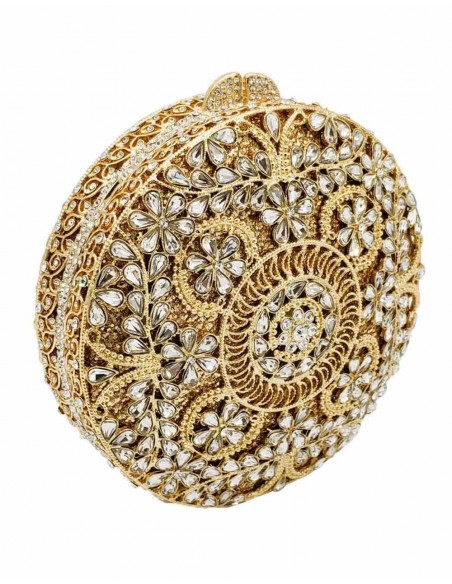 Jewel handbag with small metal and Swarovski circular flowers Lauren Lynn London Accessories - 2  Jewel handbag with small metal and Swarovski circular flowers Lauren Lynn London Accessories - 2