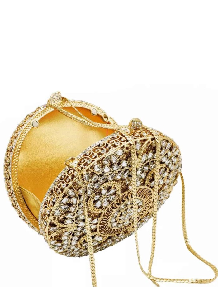 Jewel handbag with small metal and Swarovski circular flowers Lauren Lynn London Accessories - 5 