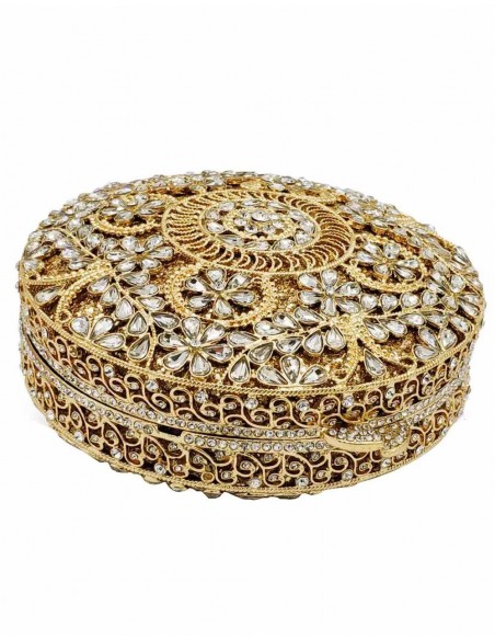 Jewel handbag with small metal and Swarovski circular flowers Lauren Lynn London Accessories - 6  Jewel handbag with small metal and Swarovski circular flowers Lauren Lynn London Accessories - 6