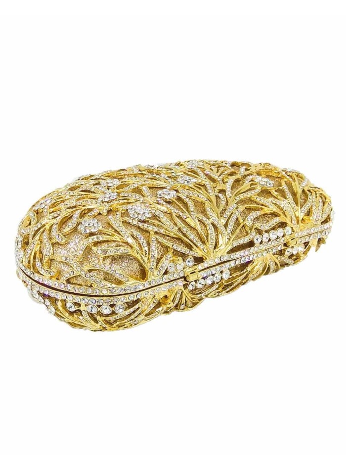 Jeweled clutch bag with small Swarovski crystal flowers for guests Lauren Lynn London Accessories - 3 