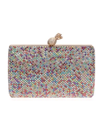 Multicolor rhinestone clutch bag with pineapple close Lauren Lynn London Accessories - 1 