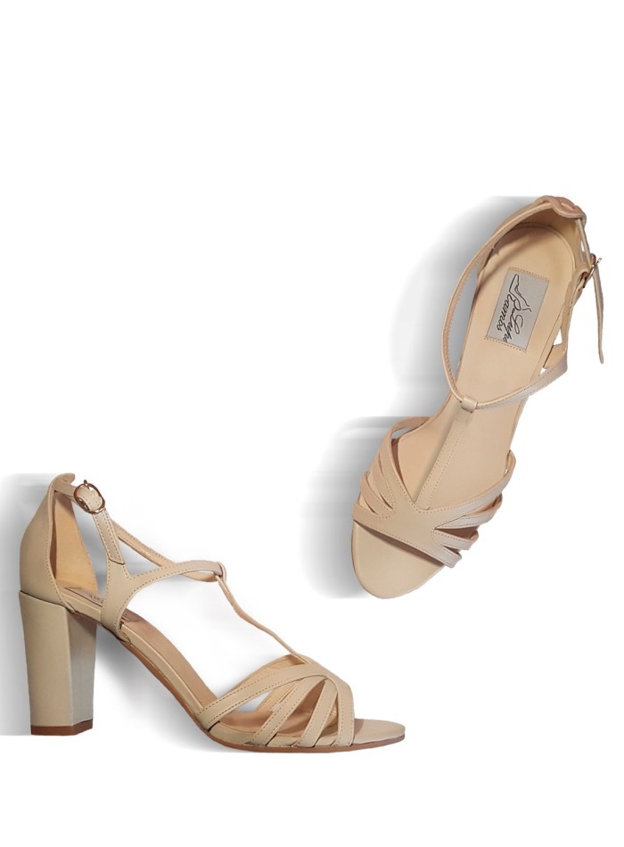 Beige leather party shoes Lupe Ramos - 1 