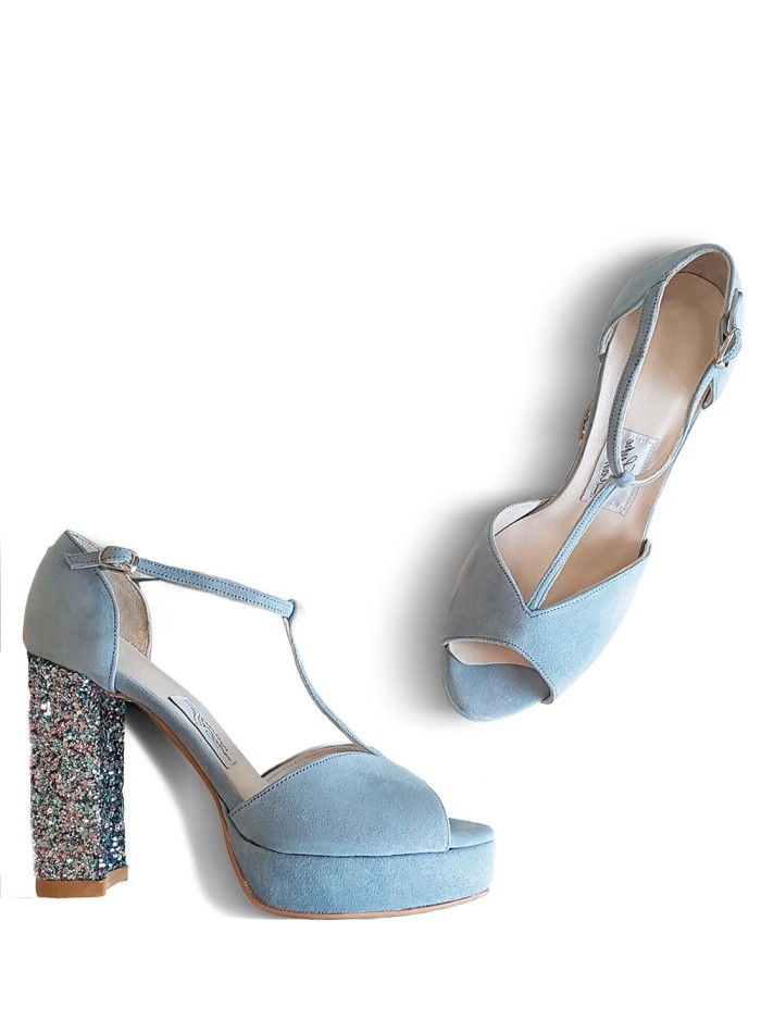 Blue party shoes with glitter heel Lupe Ramos - 1 
