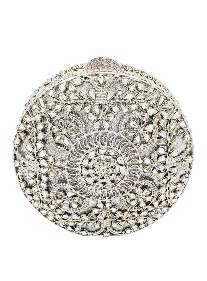 Jewel handbag with small metal and Swarovski circular flowers Lauren Lynn London Accessories - 1 