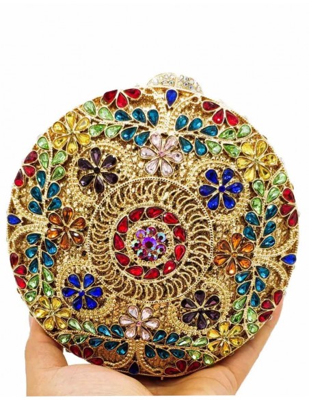 Bolso de mano joya con pequeñas flores de metal y Swarovski circular Lauren Lynn London Accessories - 7  Bolso de mano joya con pequeñas flores de metal y Swarovski circular Lauren Lynn London Accessories - 7