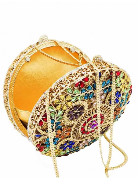 Bolso de mano joya con pequeñas flores de metal y Swarovski circular Lauren Lynn London Accessories - 8  Bolso de mano joya con pequeñas flores de metal y Swarovski circular Lauren Lynn London Accessories - 8