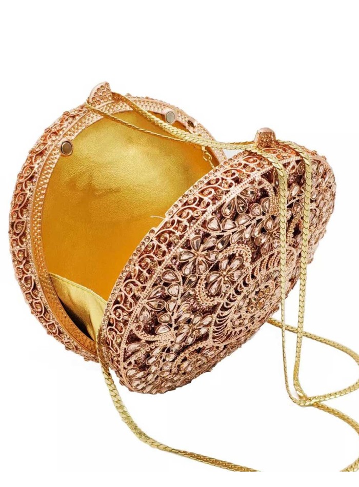 Jewel handbag with small metal and Swarovski circular flowers Lauren Lynn London Accessories - 11