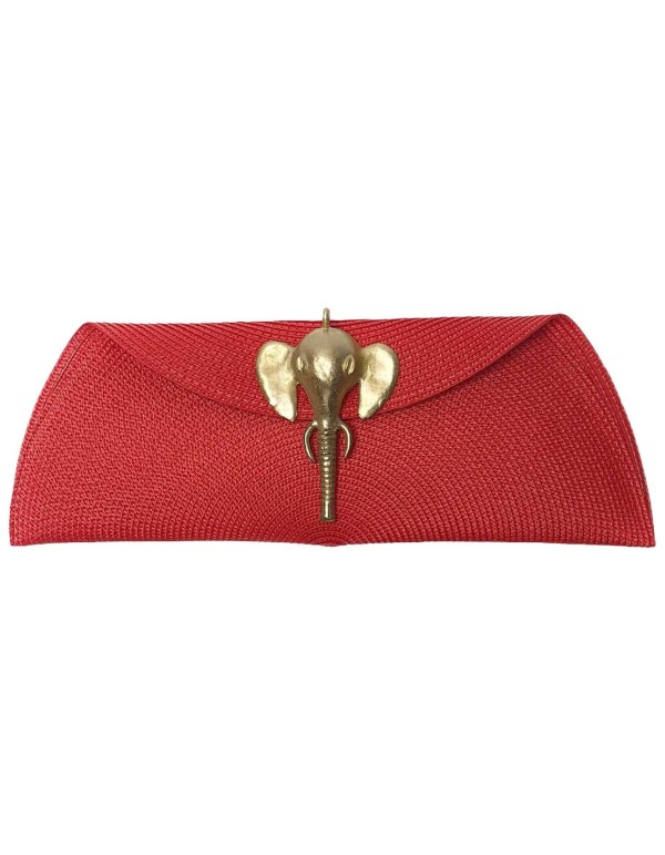 red Raffia bag with elephant-shaped horn