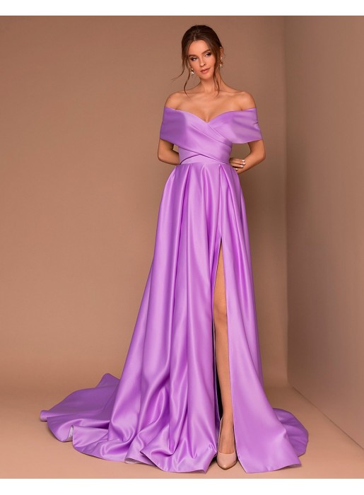 Vestido de fiesta con escote bandeau y cola Silviamo - 1