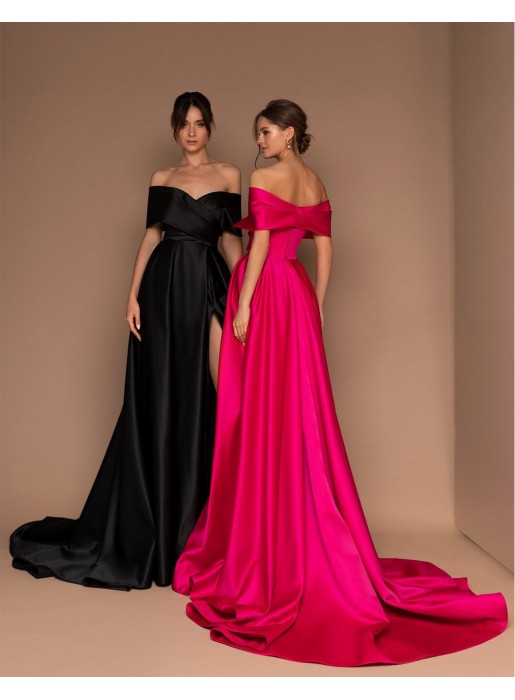 Vestido de fiesta con escote bandeau y cola Silviamo - 3