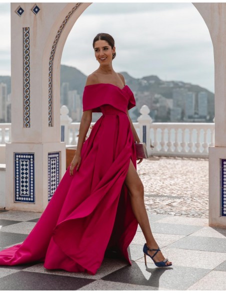 Long gown with bandeau neckline and train - INVITADA PERFECTA Silviamo - 6  Long gown with bandeau neckline and train - INVITADA PERFECTA Silviamo - 6