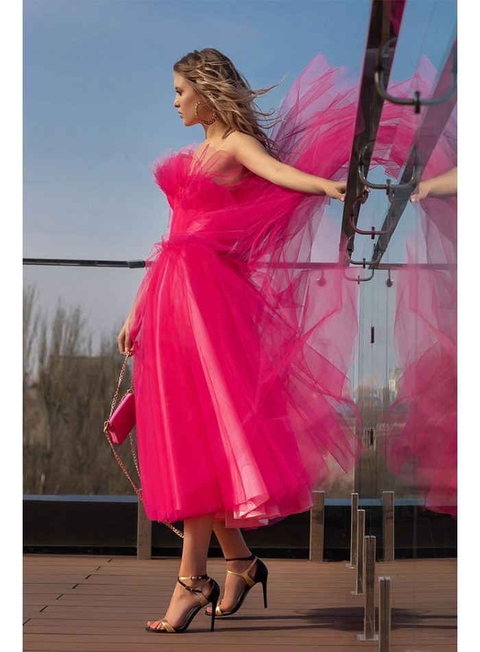 Chaya Pink | Midi Tulle Dress w/ Corset