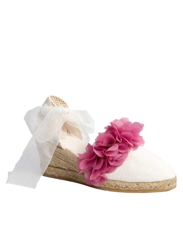 Espadrille with wedge and chiffon flowers