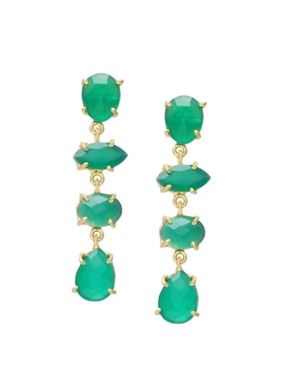 Women's earrings with green hydrothermal stones Welowe - 1