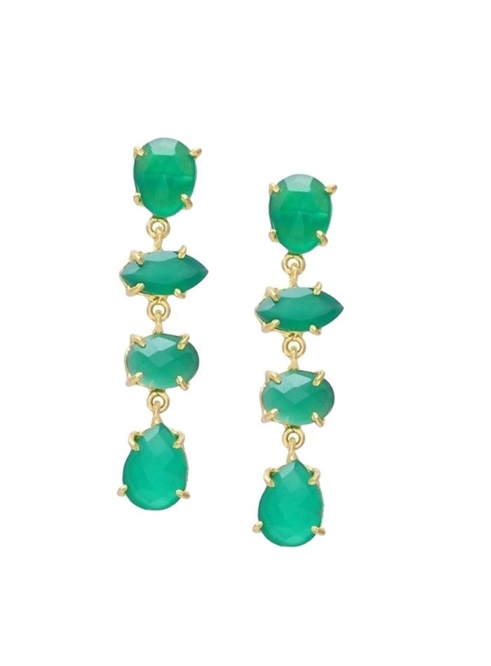 Women's earrings with green hydrothermal stones Welowe - 1 
