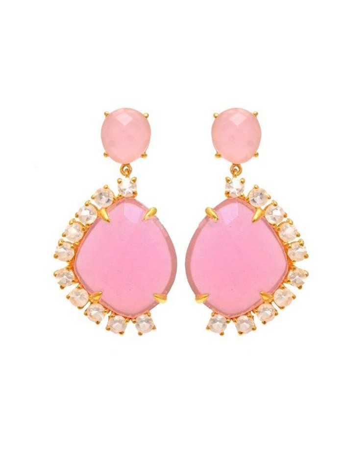 Rose quartz and moonstone earrings for women Welowe - 1 