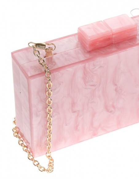 Pink pearlized clutch handbag-1