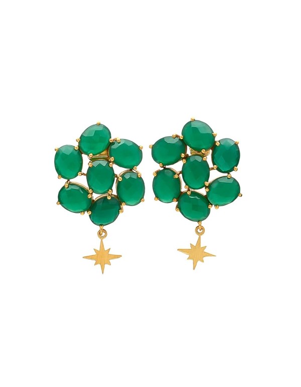 Pendientes de mujer andrómeda verde onyx con estrellita Welowe - 1
