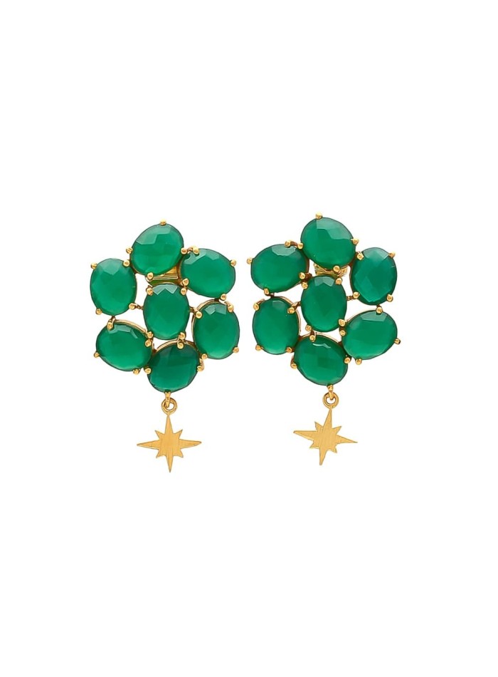Women's onyx green andromeda earrings with little star Welowe - 1 