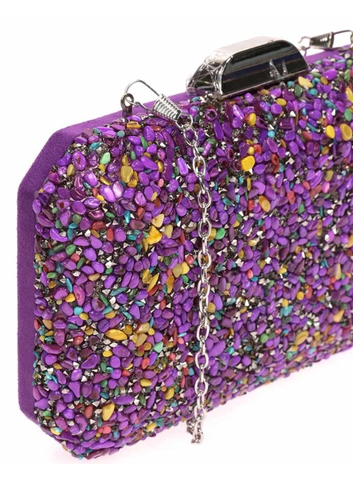 Bolso de fiesta de pedrería octogonal Lauren Lynn London Accessories - 9