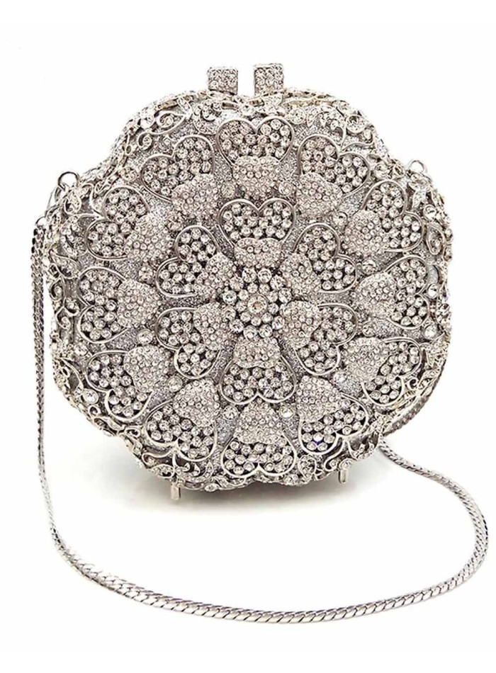 Flower-shaped jewellery clutch with crystals Lauren Lynn London Accessories - 2 