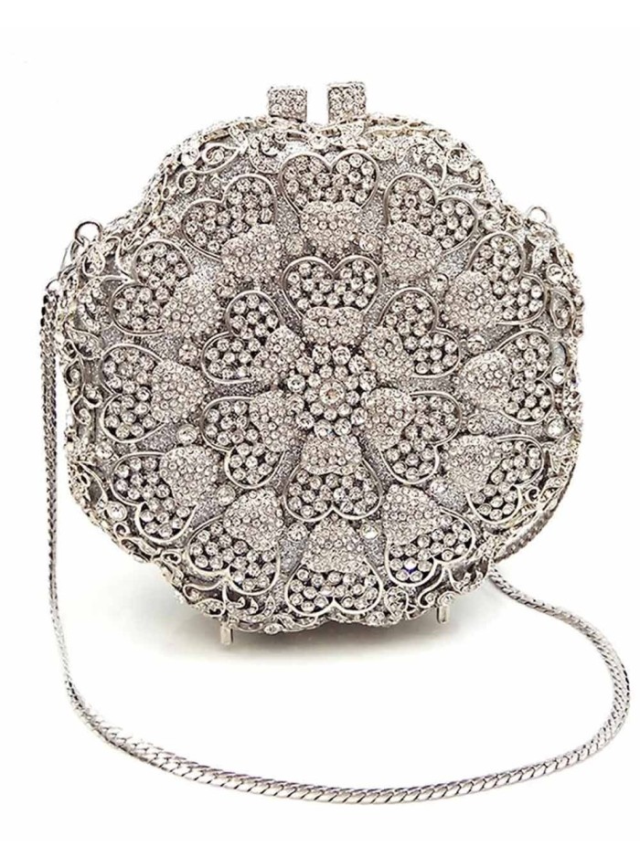 Flower-shaped jewellery clutch with crystals Lauren Lynn London Accessories - 5