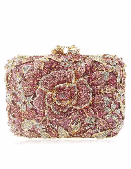Jeweled clutch bag with crystal rose Lauren Lynn London Accessories - 1  Jeweled clutch bag with crystal rose Lauren Lynn London Accessories - 1