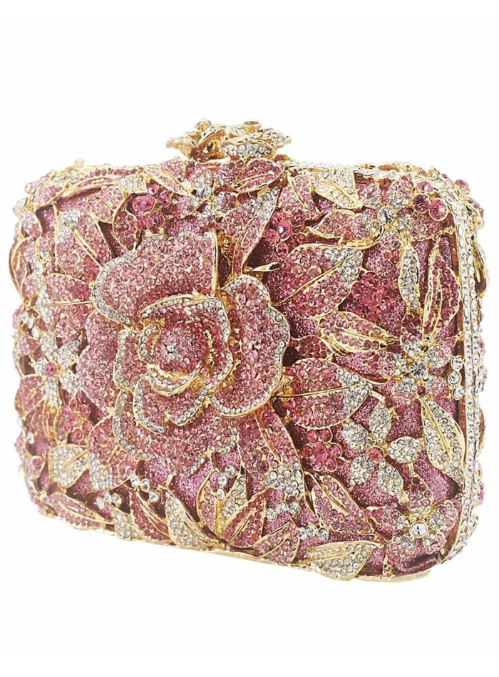 Pink Rose Evening Bag covered in Swarovski Crystals.