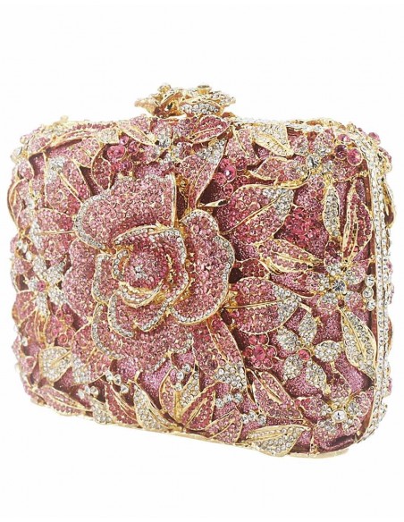 Jeweled clutch bag with crystal rose Lauren Lynn London Accessories - 6  Jeweled clutch bag with crystal rose Lauren Lynn London Accessories - 6