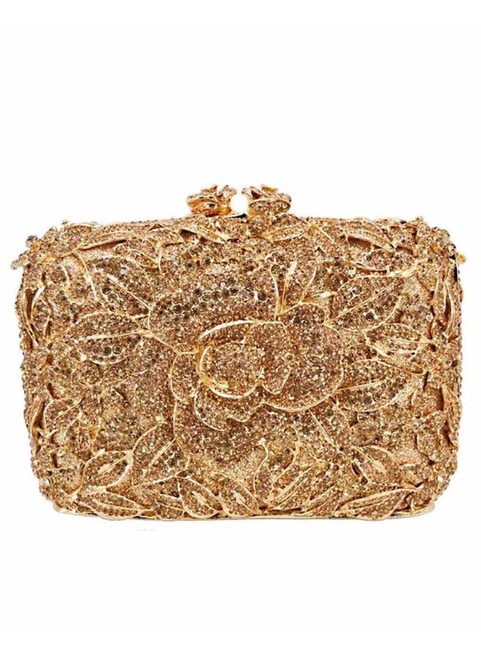 Jeweled clutch bag with crystal rose Lauren Lynn London Accessories - 1 