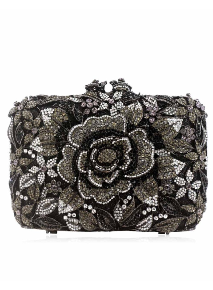 Bolso de fiesta joya con rosa de cristal Lauren Lynn London Accessories - 1 