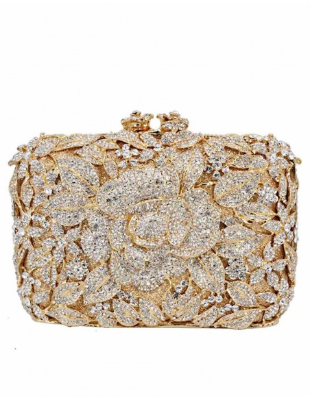 Jeweled clutch bag with crystal rose Lauren Lynn London Accessories - 3  Jeweled clutch bag with crystal rose Lauren Lynn London Accessories - 3