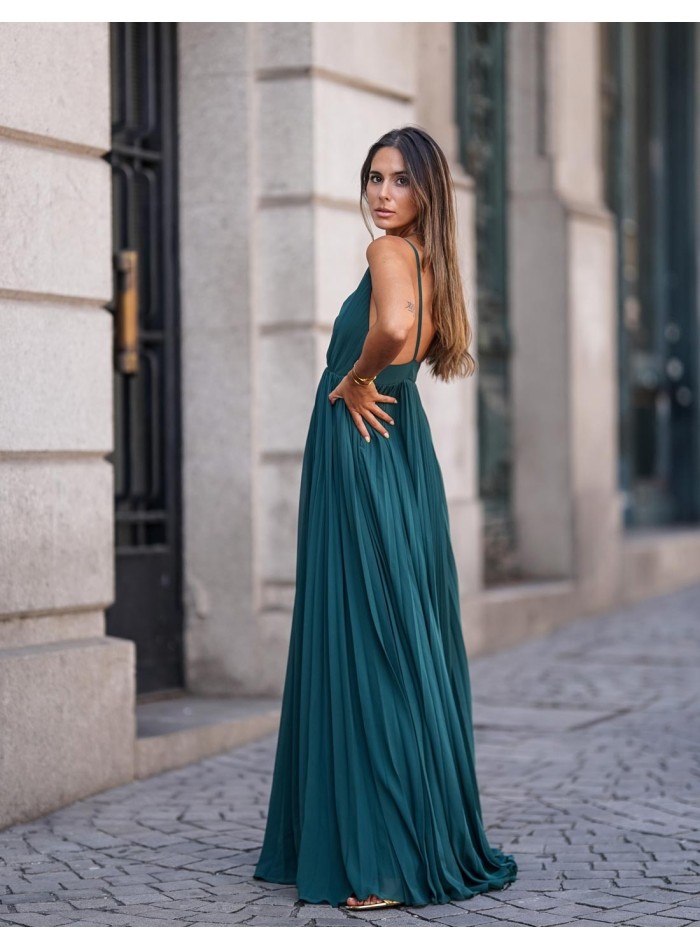 Emerald Green Maxi Dress - OTS Maxi Dress - Balloon Sleeve Dress