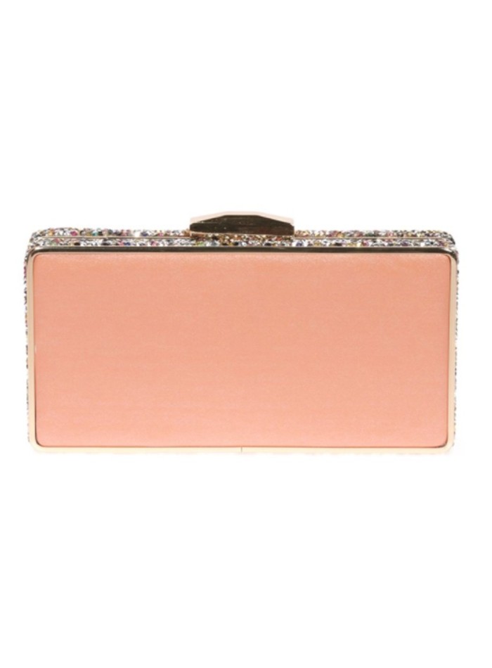 Tangerine clutch bag with side beading - rectangular Lauren Lynn London Accessories - 1 