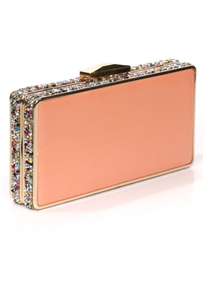 Silver clutch bag with side beading rectangular INVITADISIMA