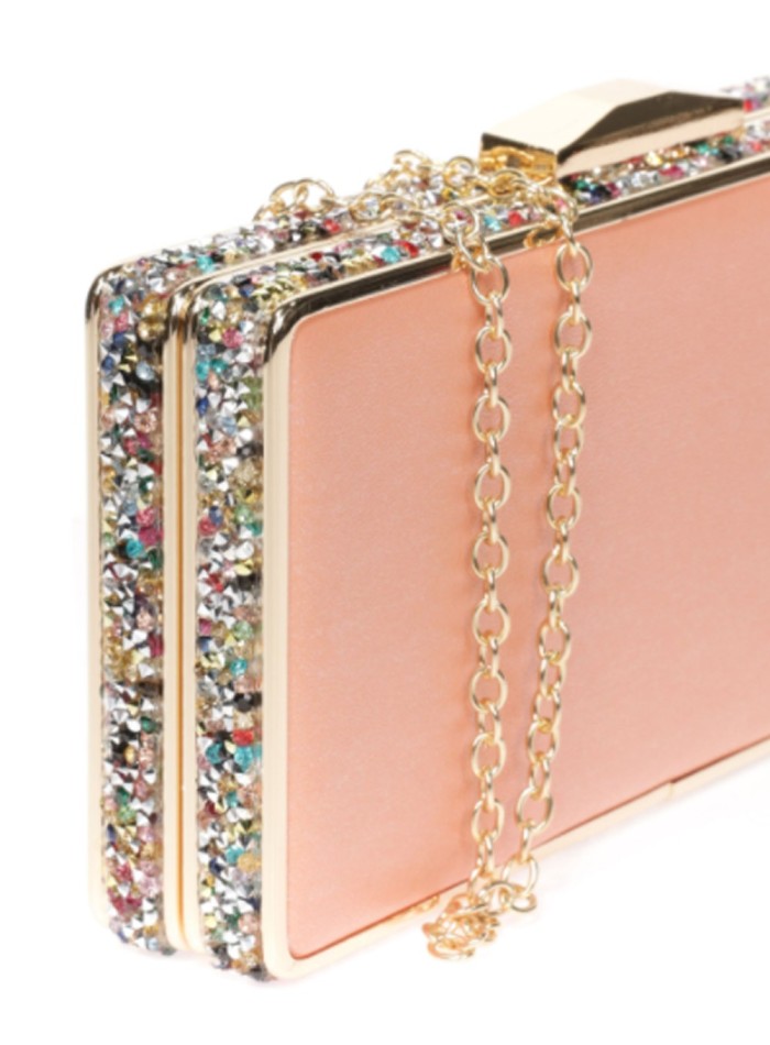 Bolso de fiesta mandarina con pedrería lateral - rectangular Lauren Lynn London Accessories - 3 