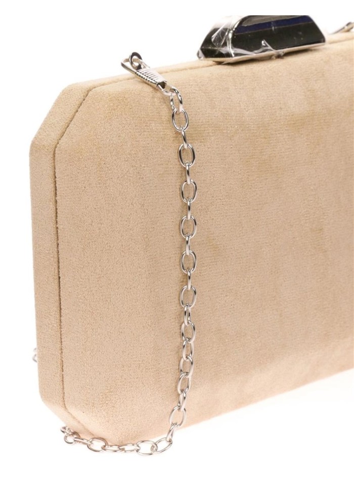 Suede octogonal clutch bag with metallic clasp Lauren Lynn London Accessories - 6 