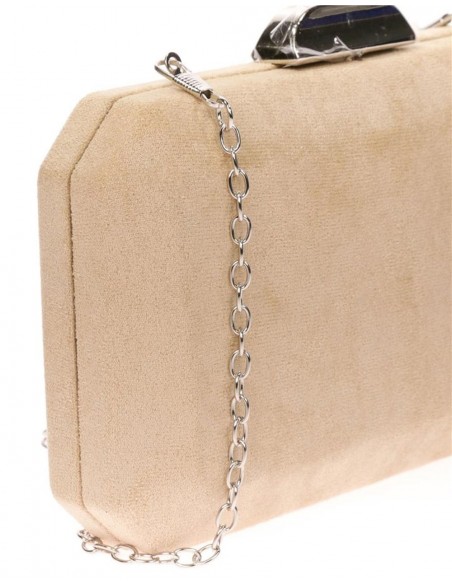 Suede octogonal clutch bag with metallic clasp Lauren Lynn London Accessories - 6 