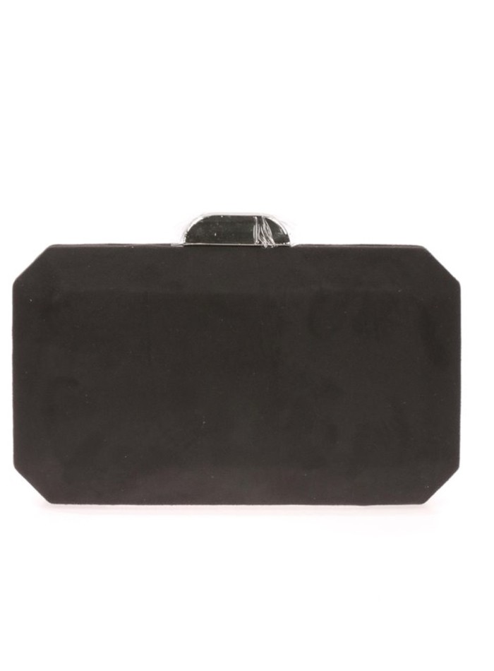 Suede octogonal clutch bag with metallic clasp Lauren Lynn London Accessories - 12