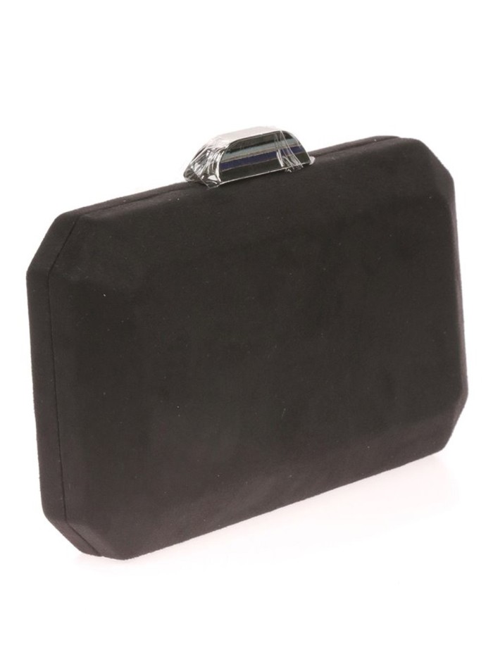 Suede octogonal clutch bag with metallic clasp Lauren Lynn London Accessories - 15