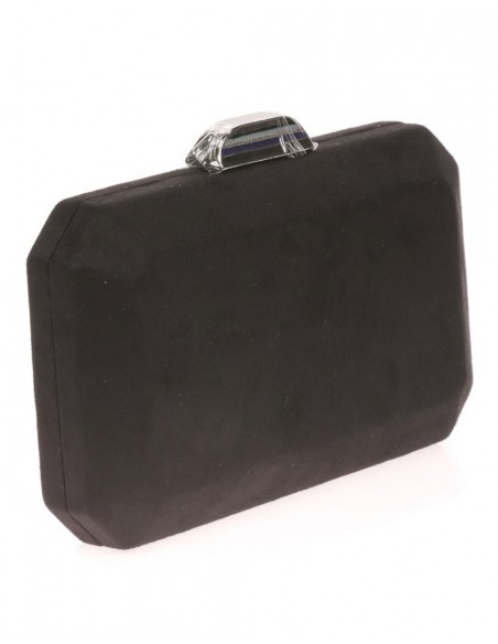 Suede octogonal clutch bag with metallic clasp Lauren Lynn London Accessories - 15  Suede octogonal clutch bag with metallic clasp Lauren Lynn London Accessories - 15