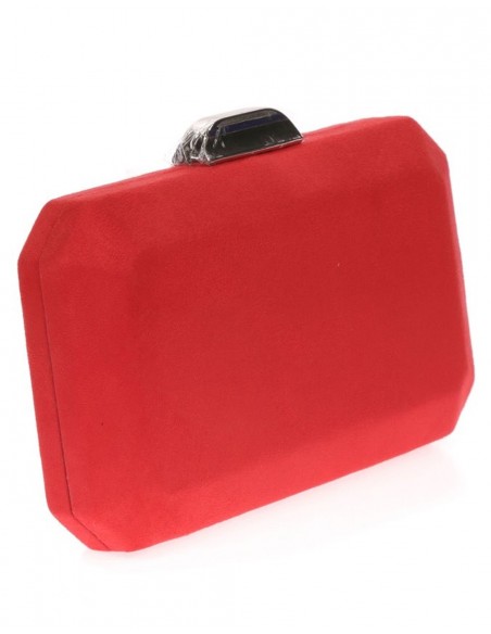 Suede octogonal clutch bag with metallic clasp Lauren Lynn London Accessories - 18  Suede octogonal clutch bag with metallic clasp Lauren Lynn London Accessories - 18