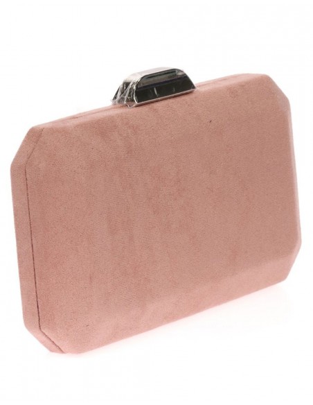 Suede octogonal clutch bag with metallic clasp Lauren Lynn London Accessories - 21  Suede octogonal clutch bag with metallic clasp Lauren Lynn London Accessories - 21