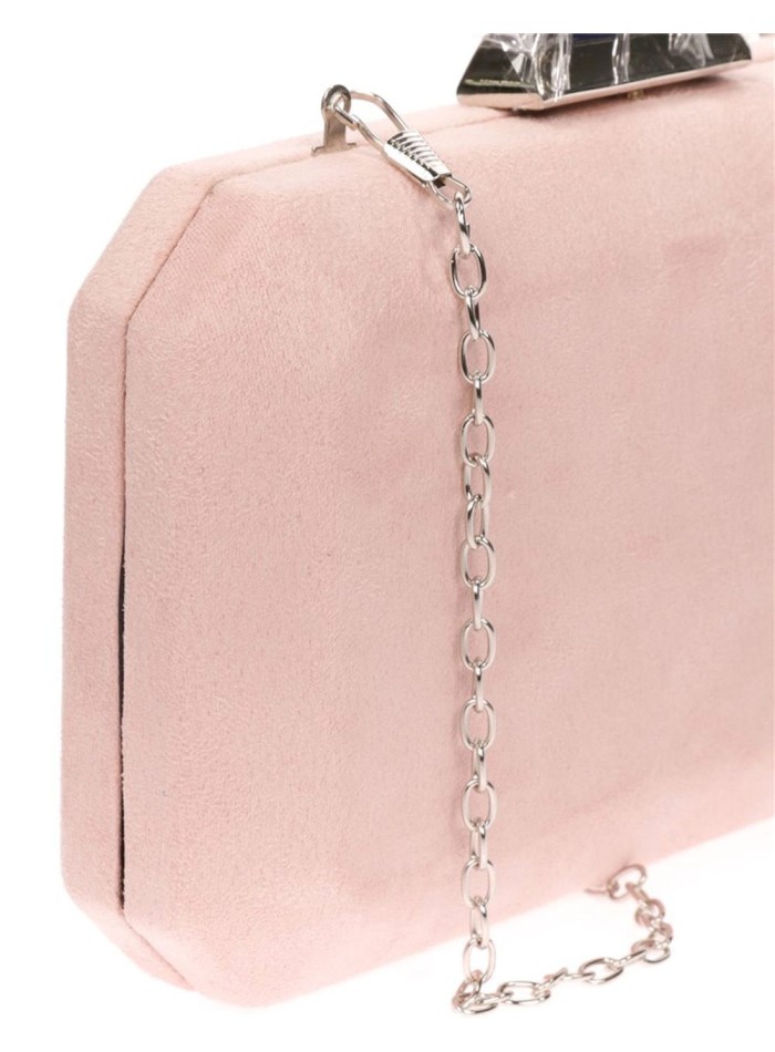 Suede octogonal clutch bag with metallic clasp Lauren Lynn London Accessories - 23