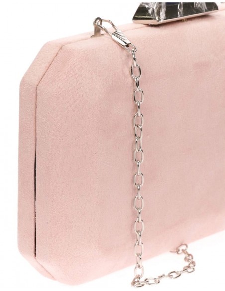 Suede octogonal clutch bag with metallic clasp Lauren Lynn London Accessories - 23  Suede octogonal clutch bag with metallic clasp Lauren Lynn London Accessories - 23