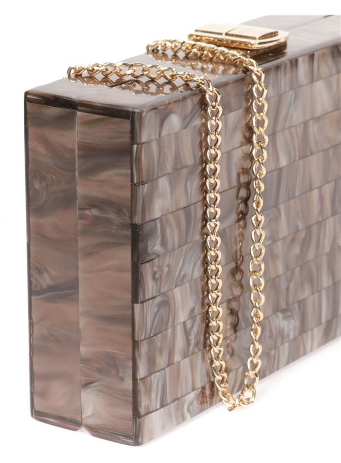 Bolso de fiesta nacarado rectangular dorado