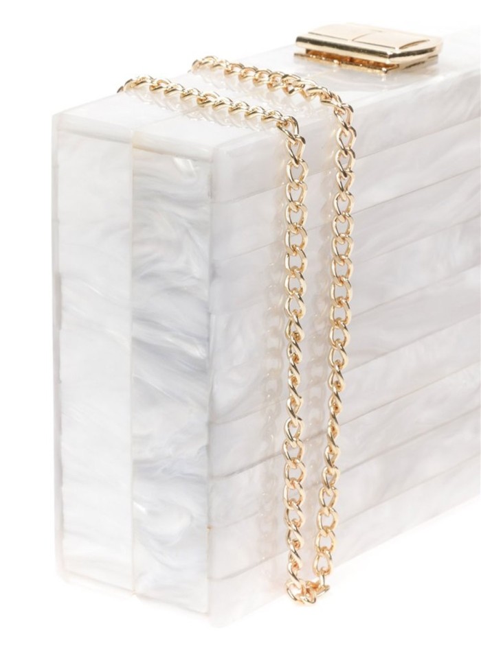 Bolso de fiesta nacarado rectangular dorado