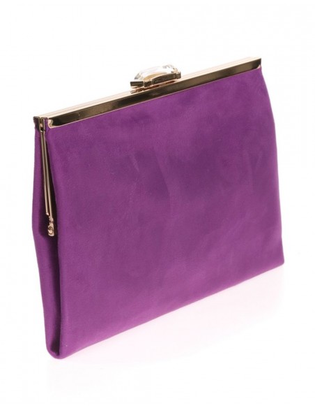 Suede party clutch with rhinestone fastening Lauren Lynn London Accessories - 14 Suede party clutch with rhinestone fastening Lauren Lynn London Accessories - 14