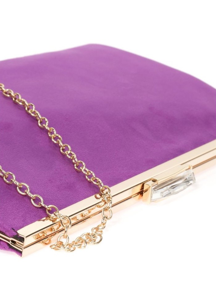 Suede party clutch with rhinestone fastening Lauren Lynn London Accessories - 15