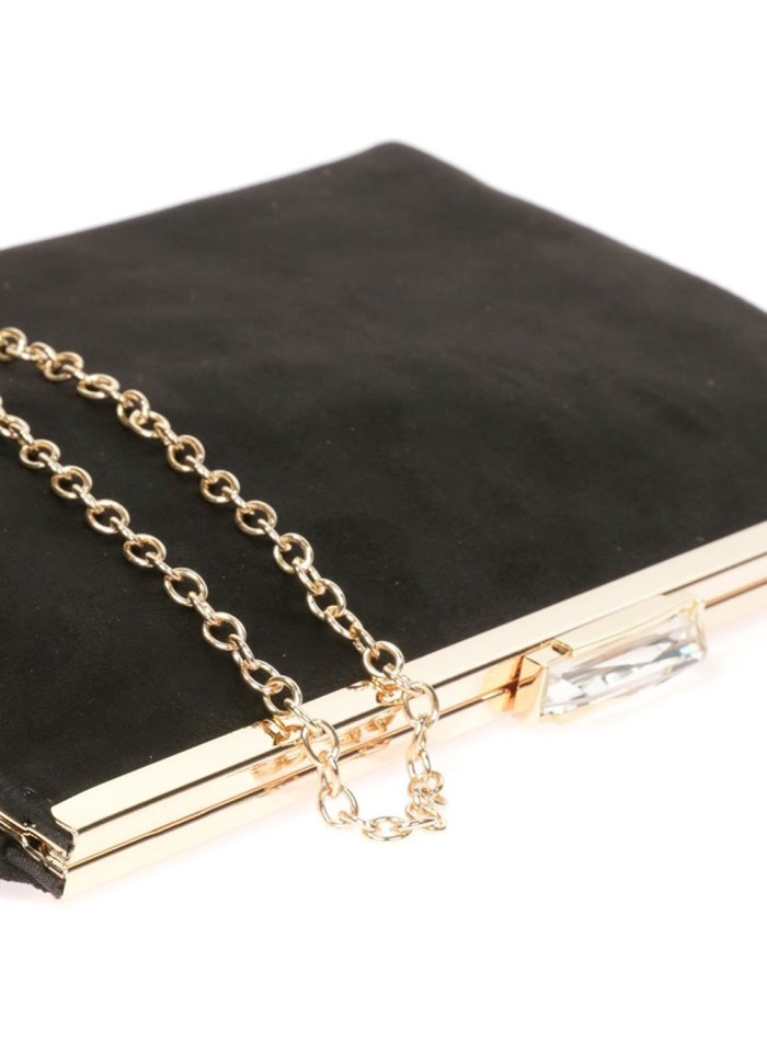 Cartera de fiesta antelina y cierre pedrería Lauren Lynn London Accessories - 24